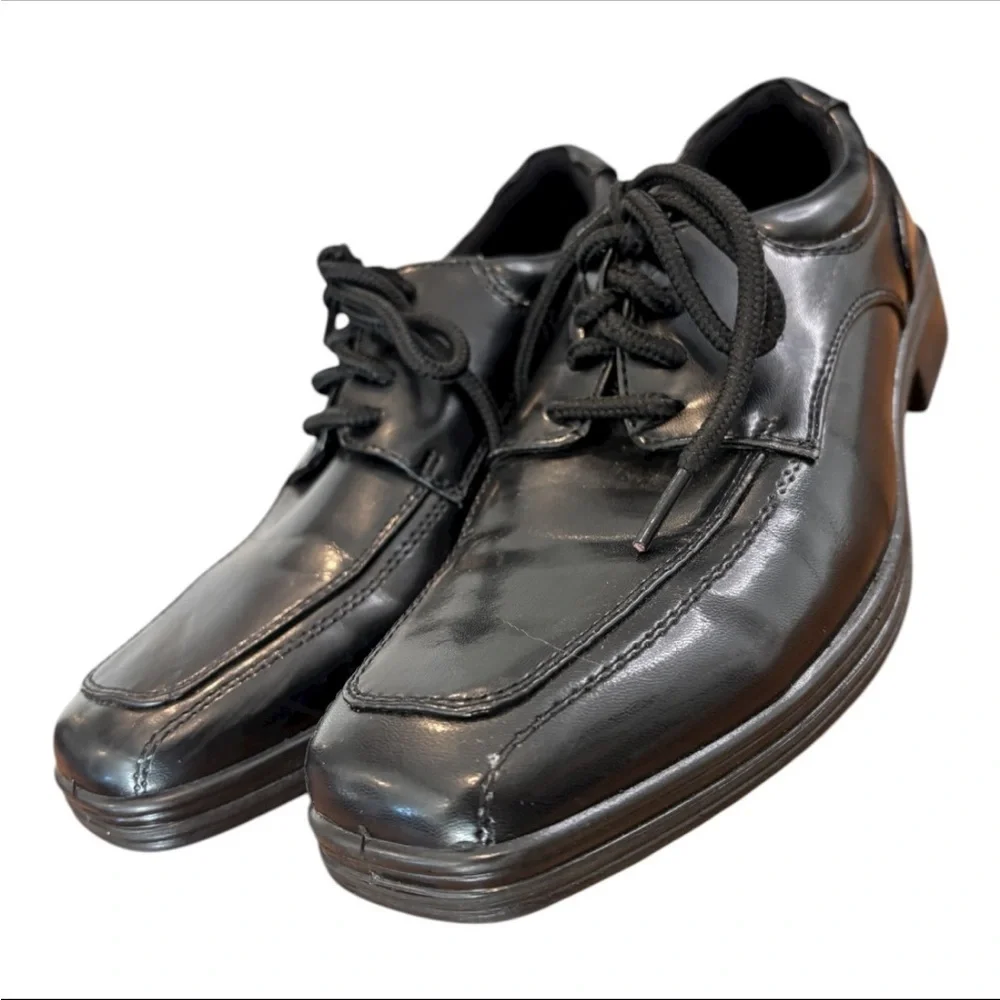 Deer Stags Sleek Kids Black Oxford Dress Shoes